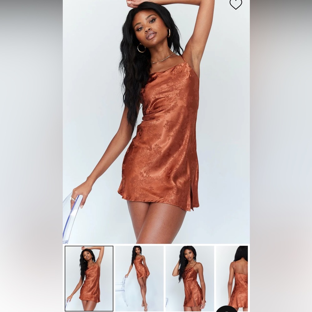Princess Polly satin brown dress